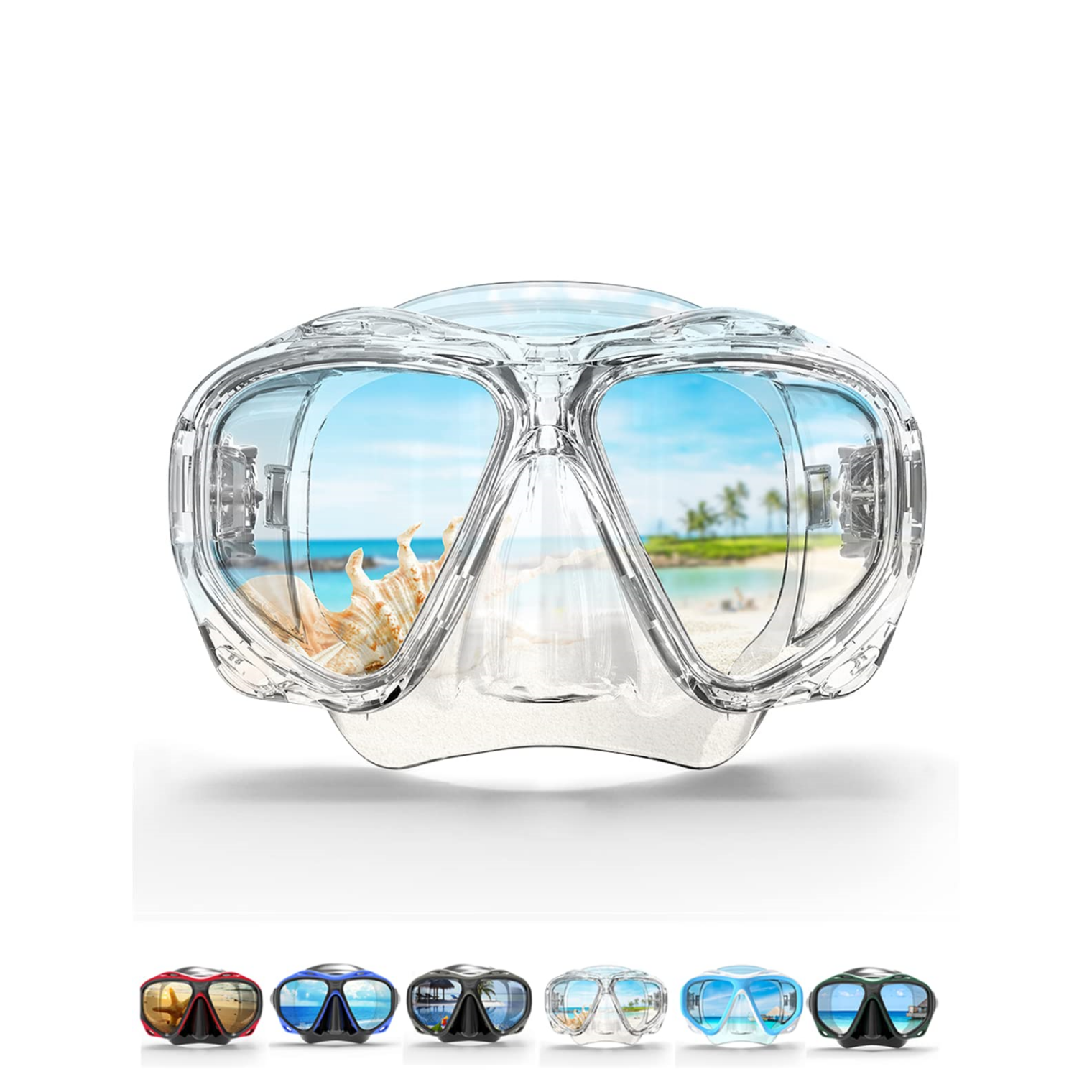 Dive Mask Anti Fog Snorkeling Scuba Diving Glasses, Great Seal Free Diving Tempered Glass Mask Goggles