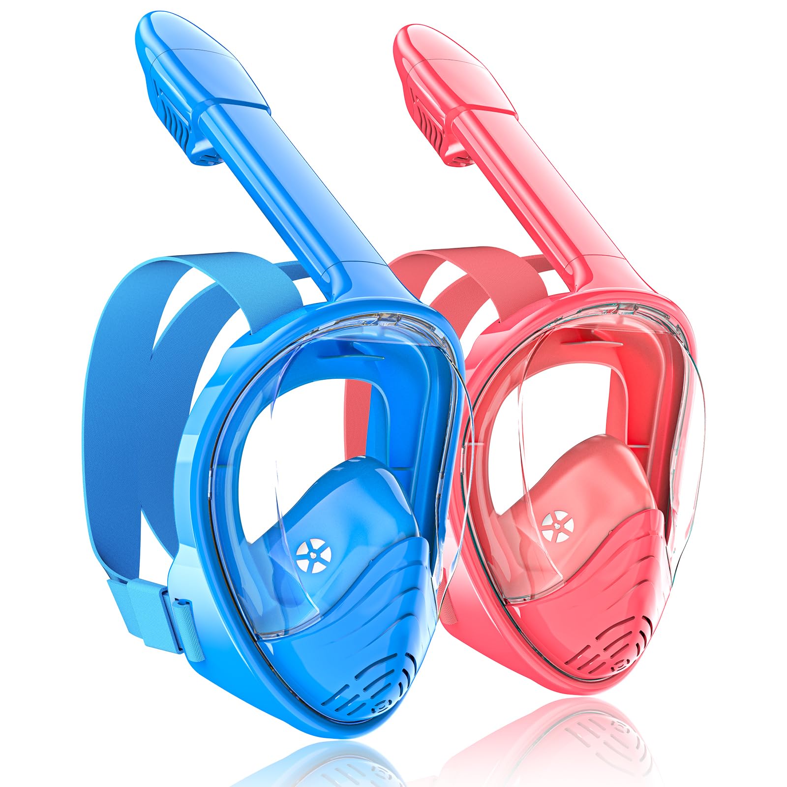 Kids Snorkel Mask Full Face, Foldable 180 Degree Panoramic View Snorkeling Gear Anti-Fog Anti-Leak