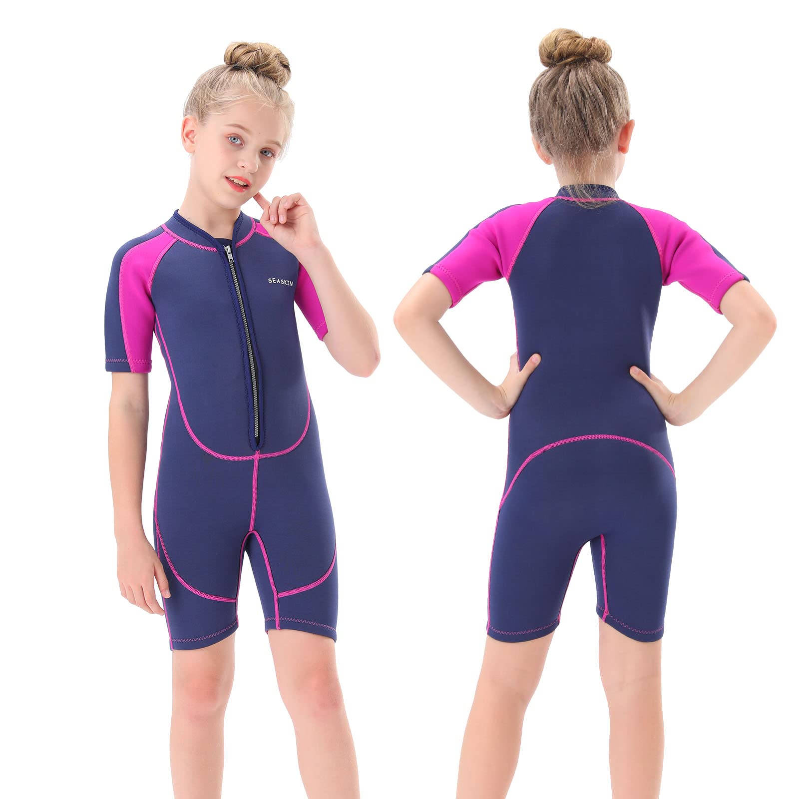 Boys Girls Toddlers Neoprene Thermal Swimsuits 2mm Front Zipper Shorty Wetsuits 3mm Back Zip Full Wetsuit